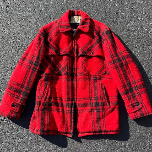 Brent Sportsman Vintage Wool Hunting Coat Jacket Men’s Size Large Red Black - Picture 1 of 14